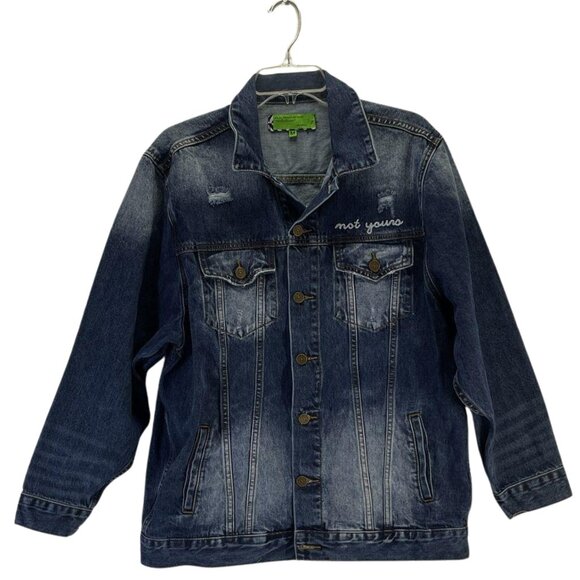 FP x Sandrine Rose L’Artiste Distressed Denim Jean Jacket, Medium - Picture 3 of 11